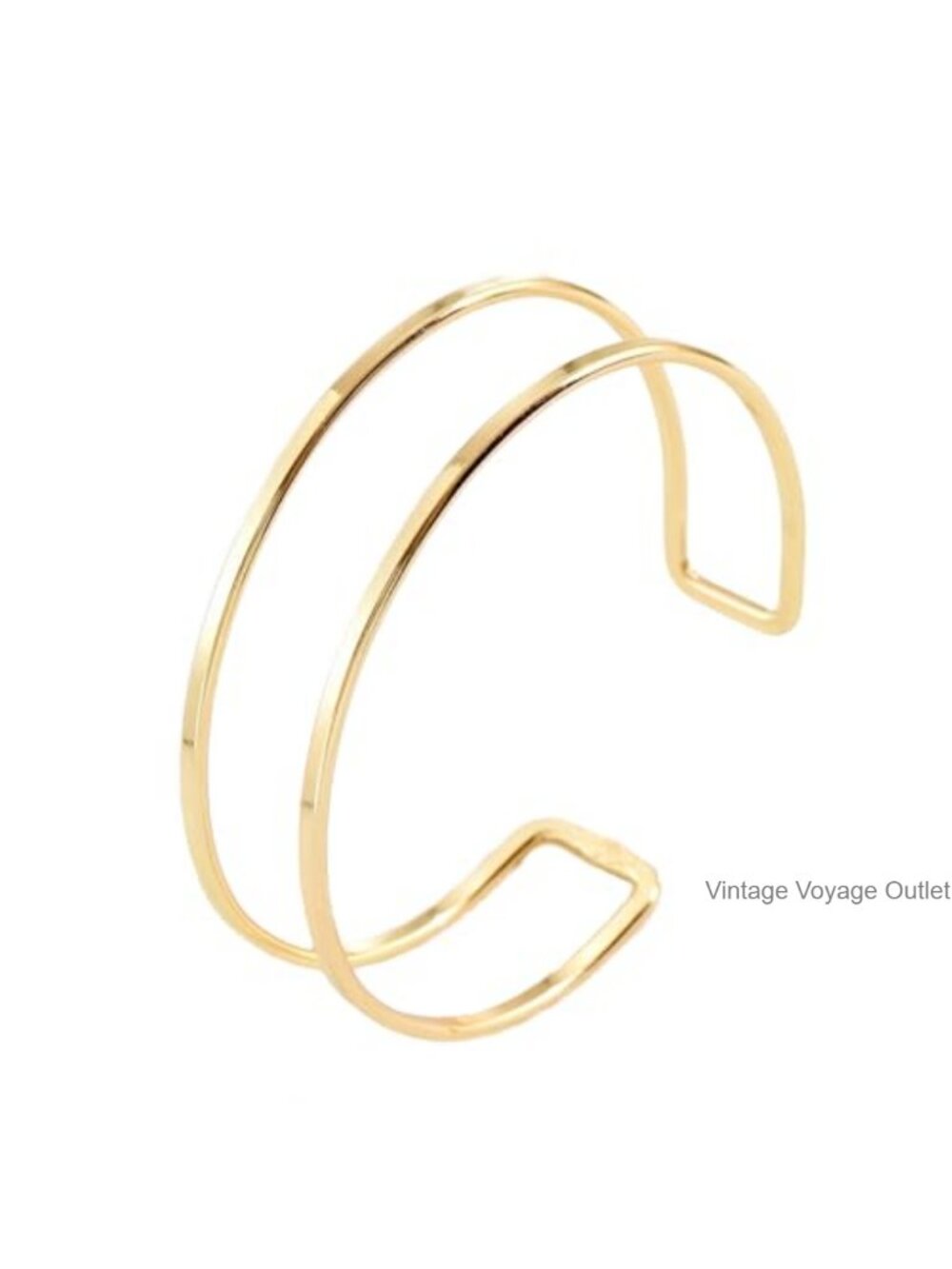 Gold Plated Cuff Bracelet Adjustable Minimalist Arm Cuff Layered Bangle for